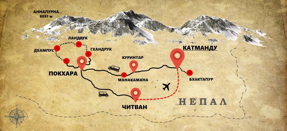 Туры в Непал, карта