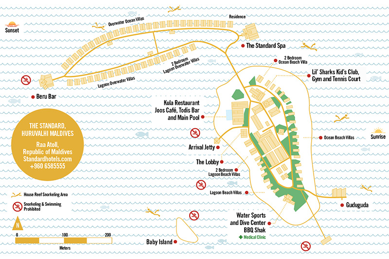 Карта курорта The Standard Huruvalhi Maldives