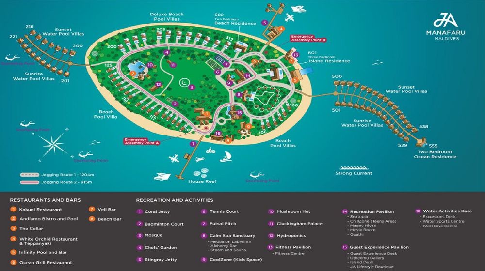Мальдивы: JA Manafaru 5*luxury, карта острова